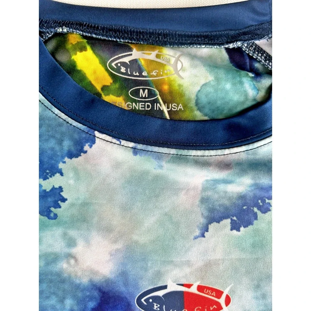 Mens Bluefin Performance Marlin Print‎ Long sleeve Pullover size M